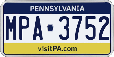 PA license plate MPA3752