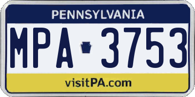 PA license plate MPA3753