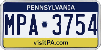 PA license plate MPA3754