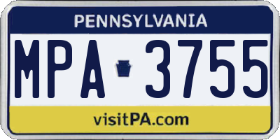 PA license plate MPA3755