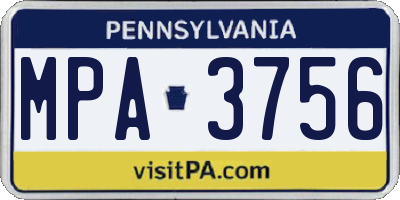 PA license plate MPA3756