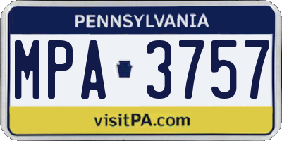 PA license plate MPA3757