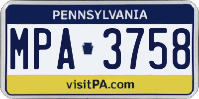 PA license plate MPA3758