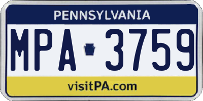 PA license plate MPA3759