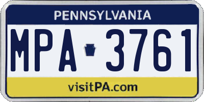 PA license plate MPA3761