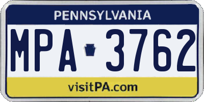 PA license plate MPA3762