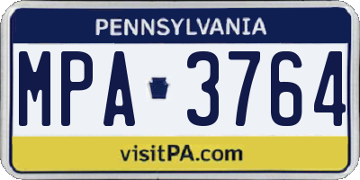 PA license plate MPA3764