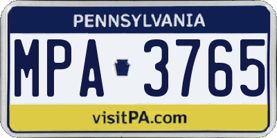 PA license plate MPA3765