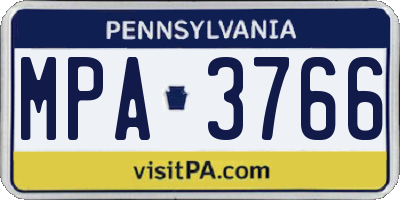 PA license plate MPA3766