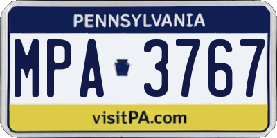 PA license plate MPA3767