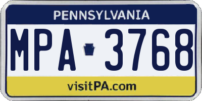 PA license plate MPA3768