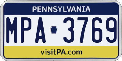 PA license plate MPA3769