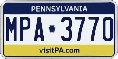 PA license plate MPA3770