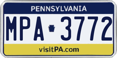 PA license plate MPA3772