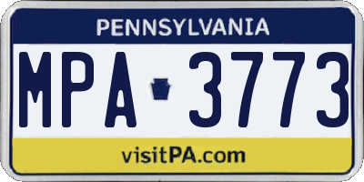PA license plate MPA3773