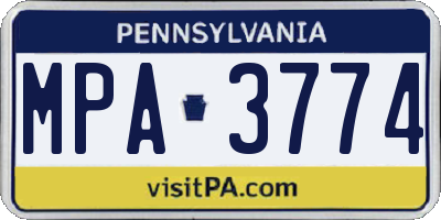 PA license plate MPA3774