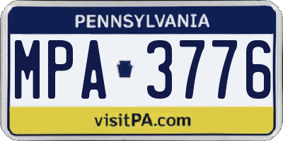 PA license plate MPA3776