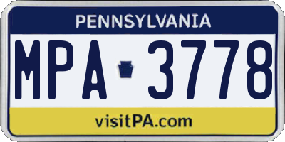 PA license plate MPA3778