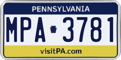 PA license plate MPA3781