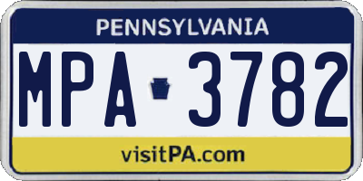PA license plate MPA3782