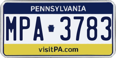 PA license plate MPA3783