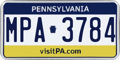 PA license plate MPA3784