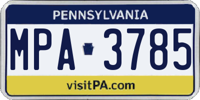 PA license plate MPA3785