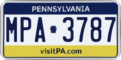 PA license plate MPA3787