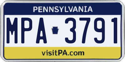 PA license plate MPA3791