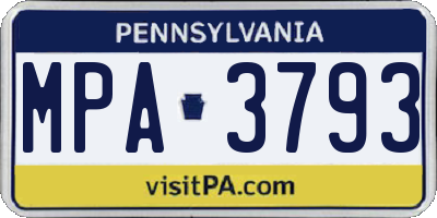 PA license plate MPA3793