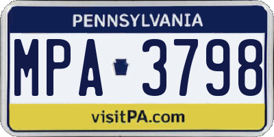 PA license plate MPA3798