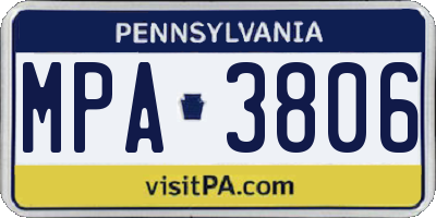PA license plate MPA3806