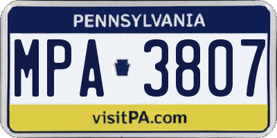 PA license plate MPA3807