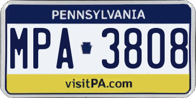 PA license plate MPA3808
