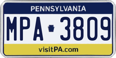 PA license plate MPA3809