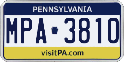 PA license plate MPA3810