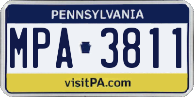 PA license plate MPA3811