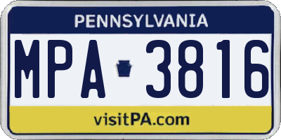 PA license plate MPA3816