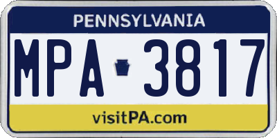 PA license plate MPA3817