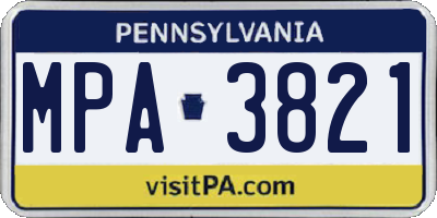 PA license plate MPA3821