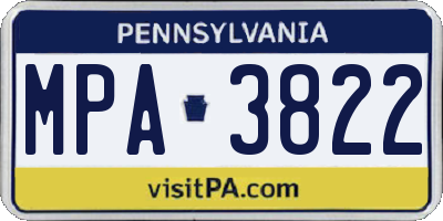 PA license plate MPA3822