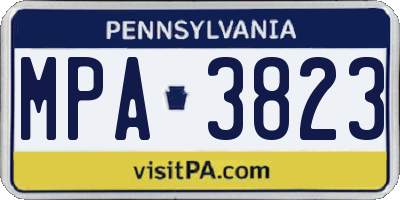 PA license plate MPA3823