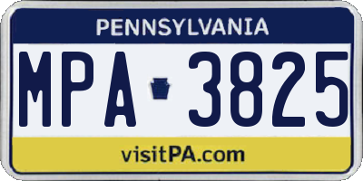 PA license plate MPA3825