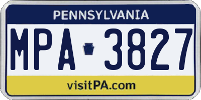 PA license plate MPA3827