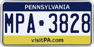PA license plate MPA3828