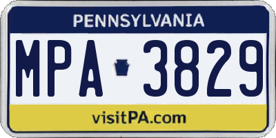 PA license plate MPA3829