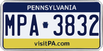 PA license plate MPA3832