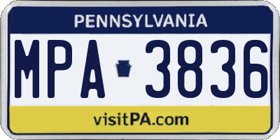PA license plate MPA3836