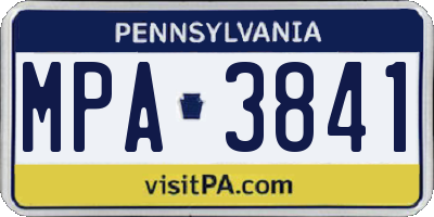 PA license plate MPA3841