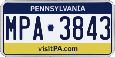 PA license plate MPA3843
